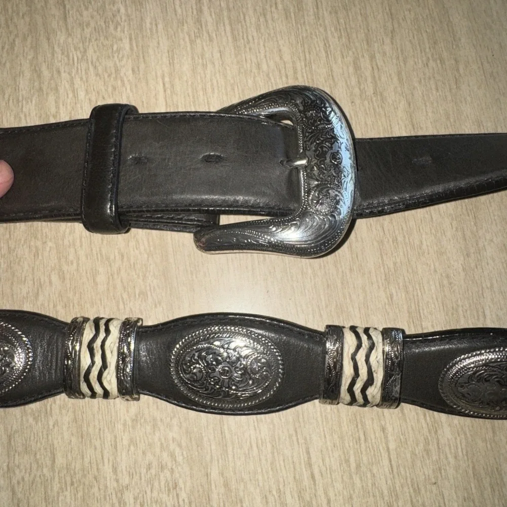 Tony Lama Belt Black Leather Cutting Champ Conchos Western Cowboy Men's 36 9113L